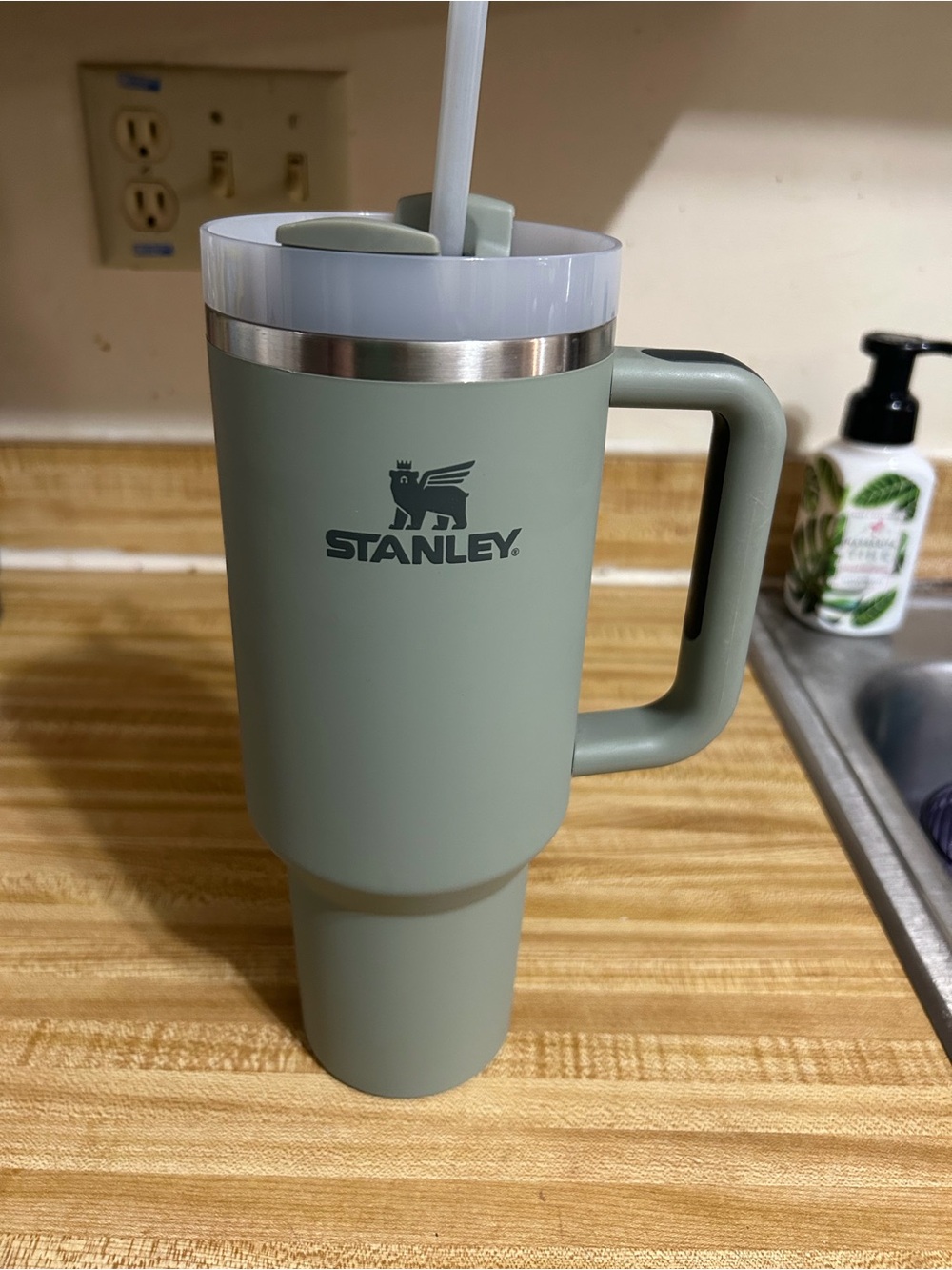 Stanley Matte Sage Green Insulated Travel Cup with Handle